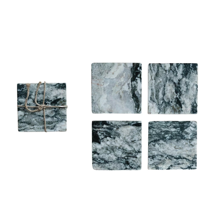 Black Melange Marble Coaster Set