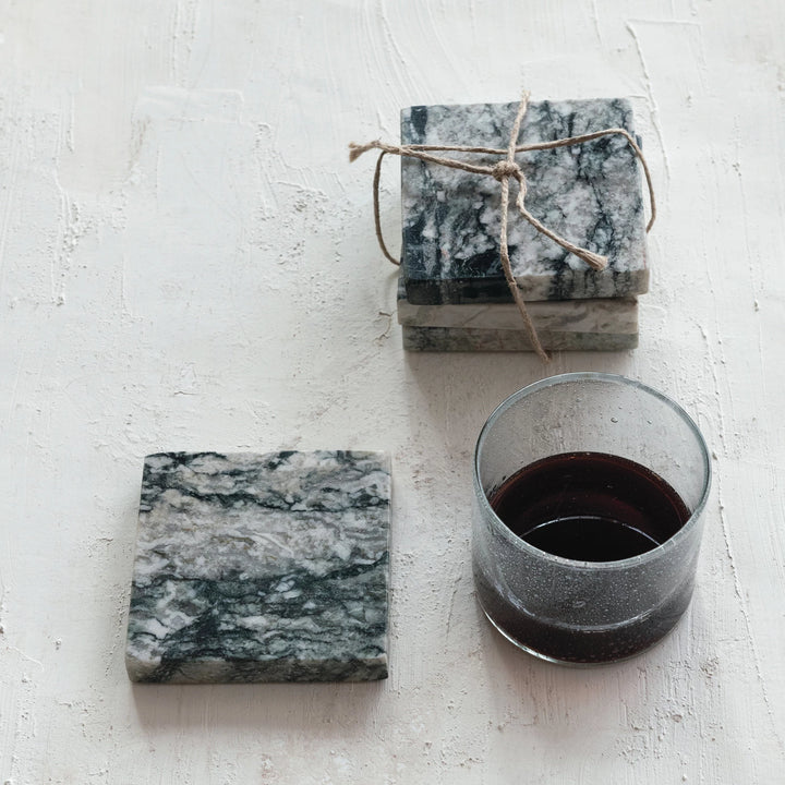Black Melange Marble Coaster Set