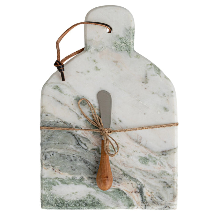 Green Marble Cheese/Cutting Board w/ Canape Knife