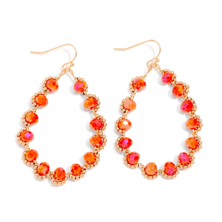 Faceted Beaded Teardrop Drop Earrings