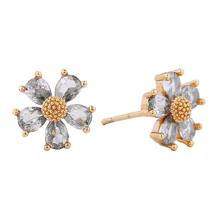 Dipped Cubic Zirconia Flower Stud Earrings