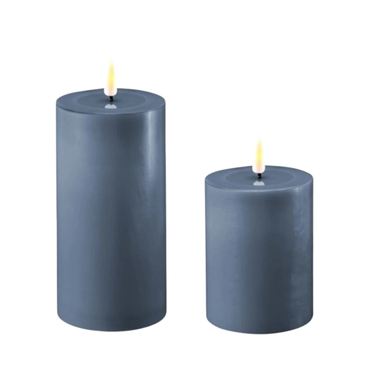 3" Ice Blue LED Pillar Candles