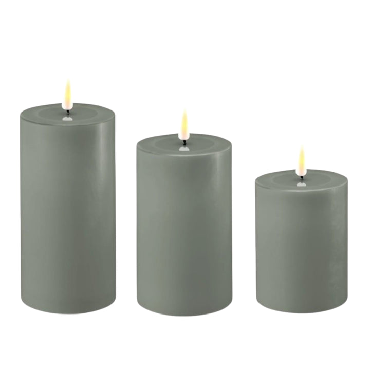 3" Salvie Green LED Pillar Candles