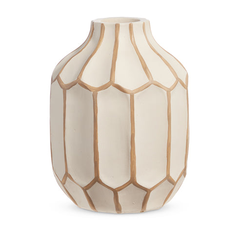Ivory & Tan Honeycomb Vases