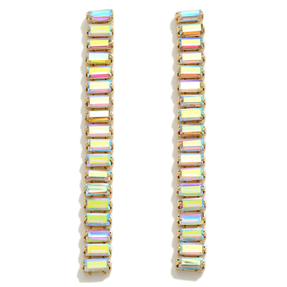 Linked Glass Crystal Tassel Drop Earrings