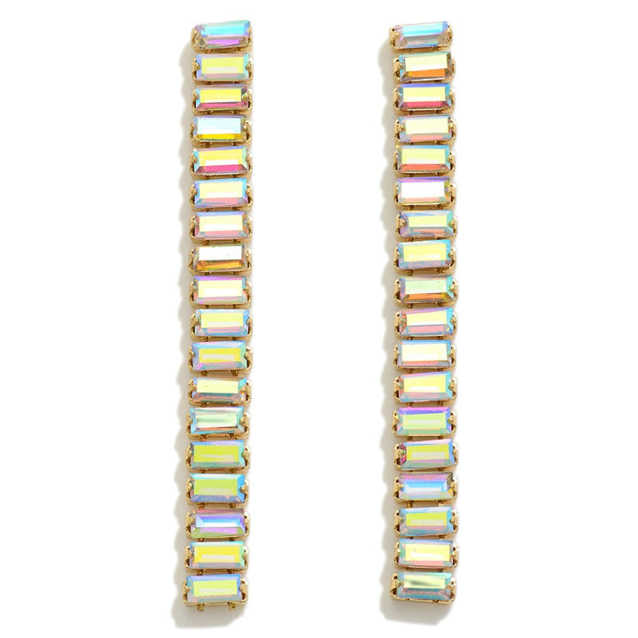 Linked Glass Crystal Tassel Drop Earrings