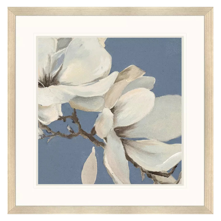 Magnolia on Blue Framed Wall Art