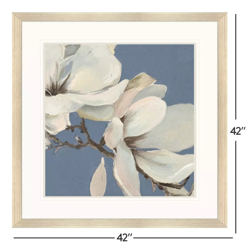 Magnolia on Blue Framed Wall Art