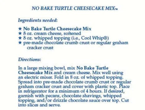 No Bake Turtle Cheesecake Mix
