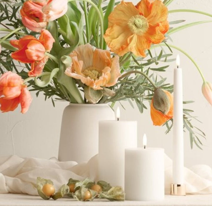 Nordic White Smooth LED Pillar Candles