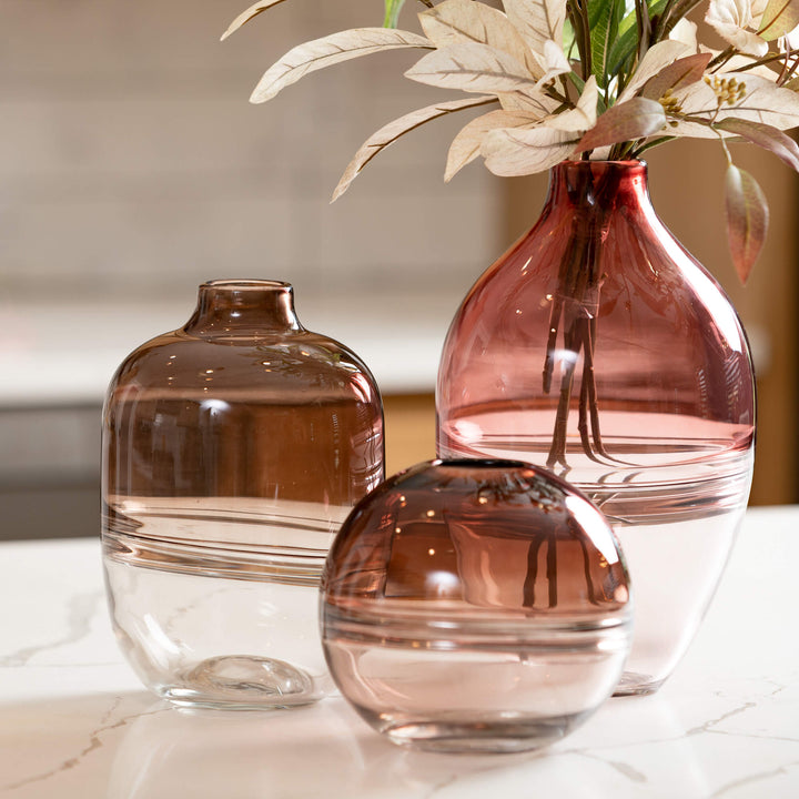 Retro Pink & Clear Vases