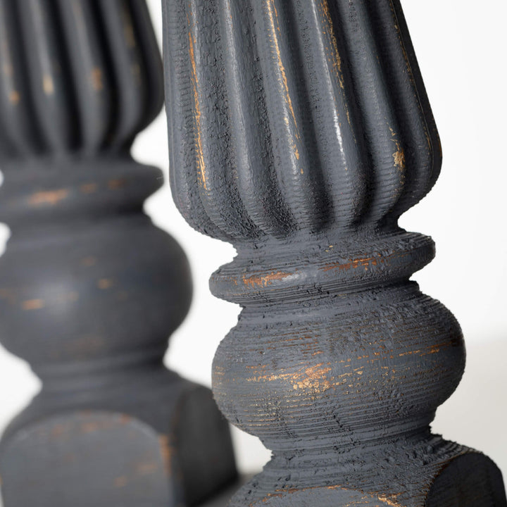 Ribbed Cool Gray Candlesticks