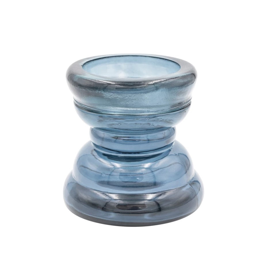 Blue Recycled Glass Candle Holders