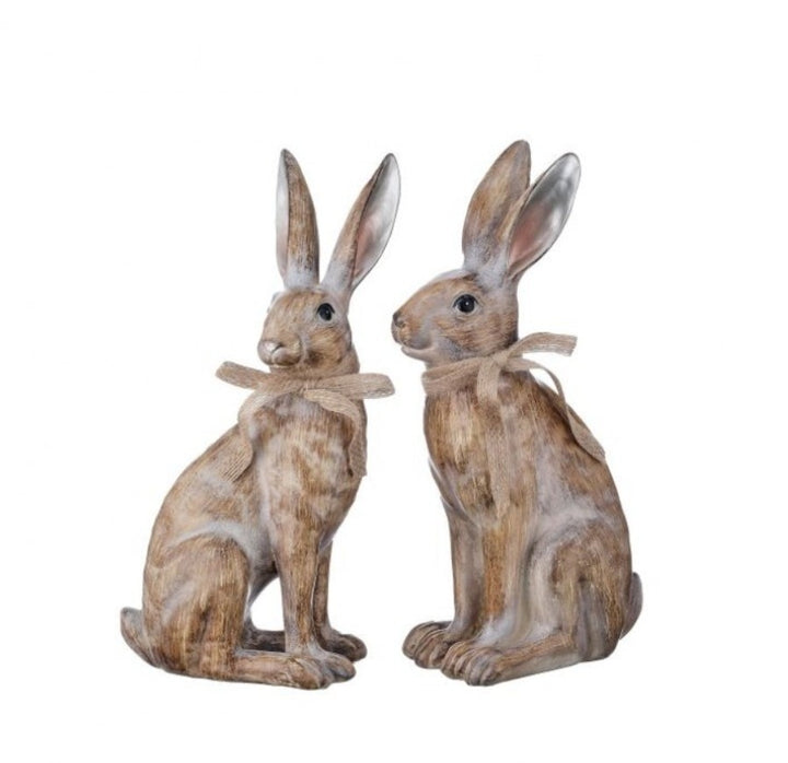 Whitewashed Brown Resin Bunny