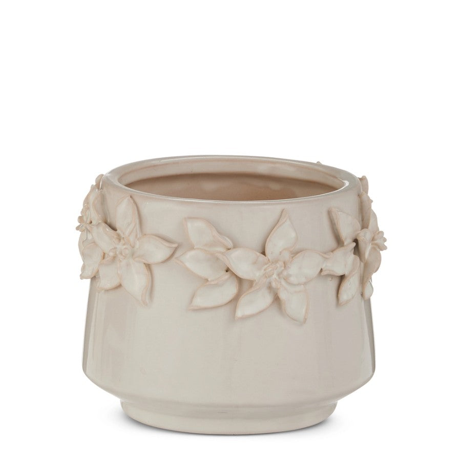 White Floral Planters