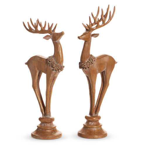 Resin Wood Look Reindeer on Stand