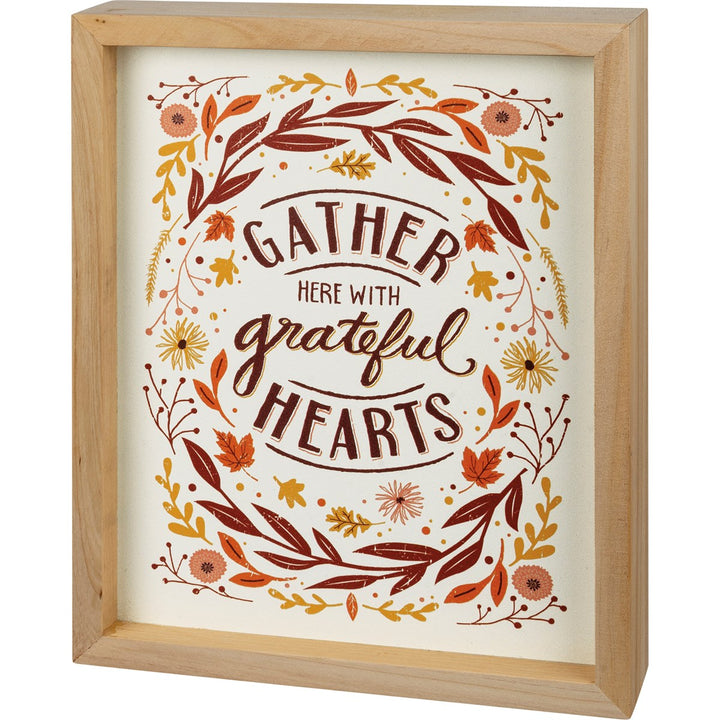 Gather Here With Grateful Hearts Inset Box Sign