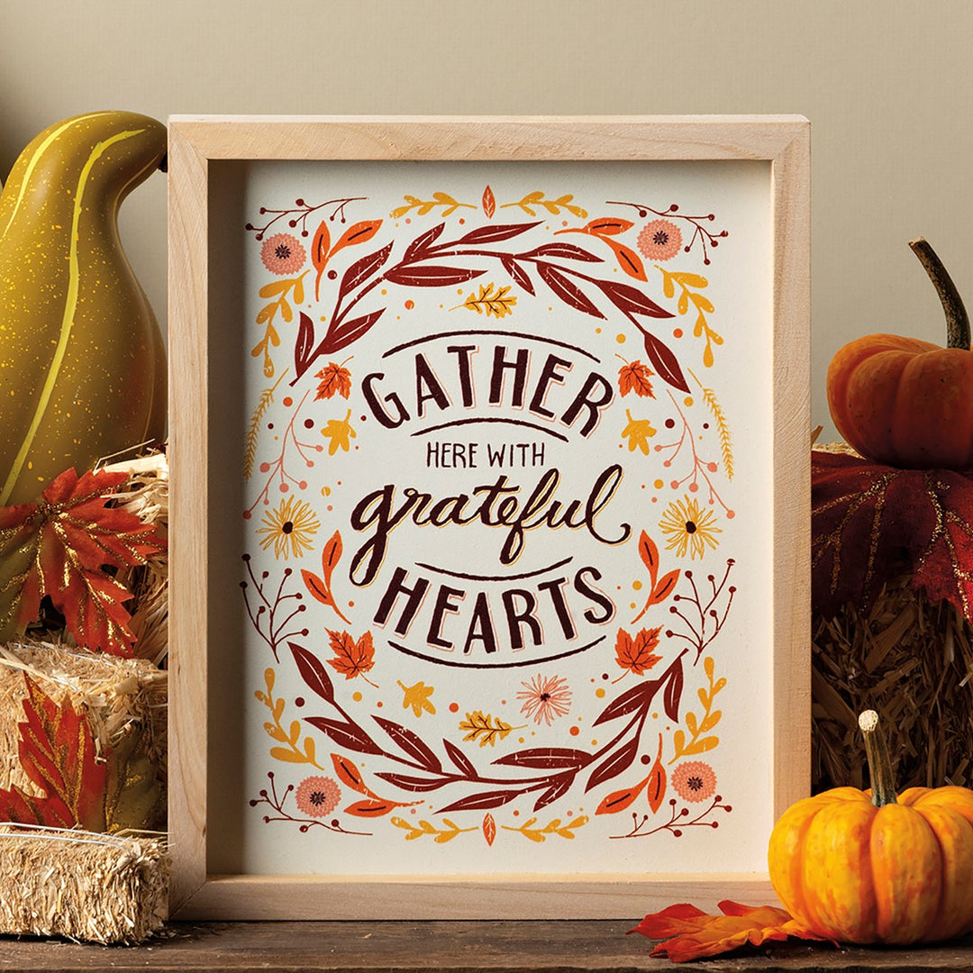Gather Here With Grateful Hearts Inset Box Sign