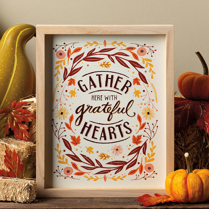 Gather Here With Grateful Hearts Inset Box Sign