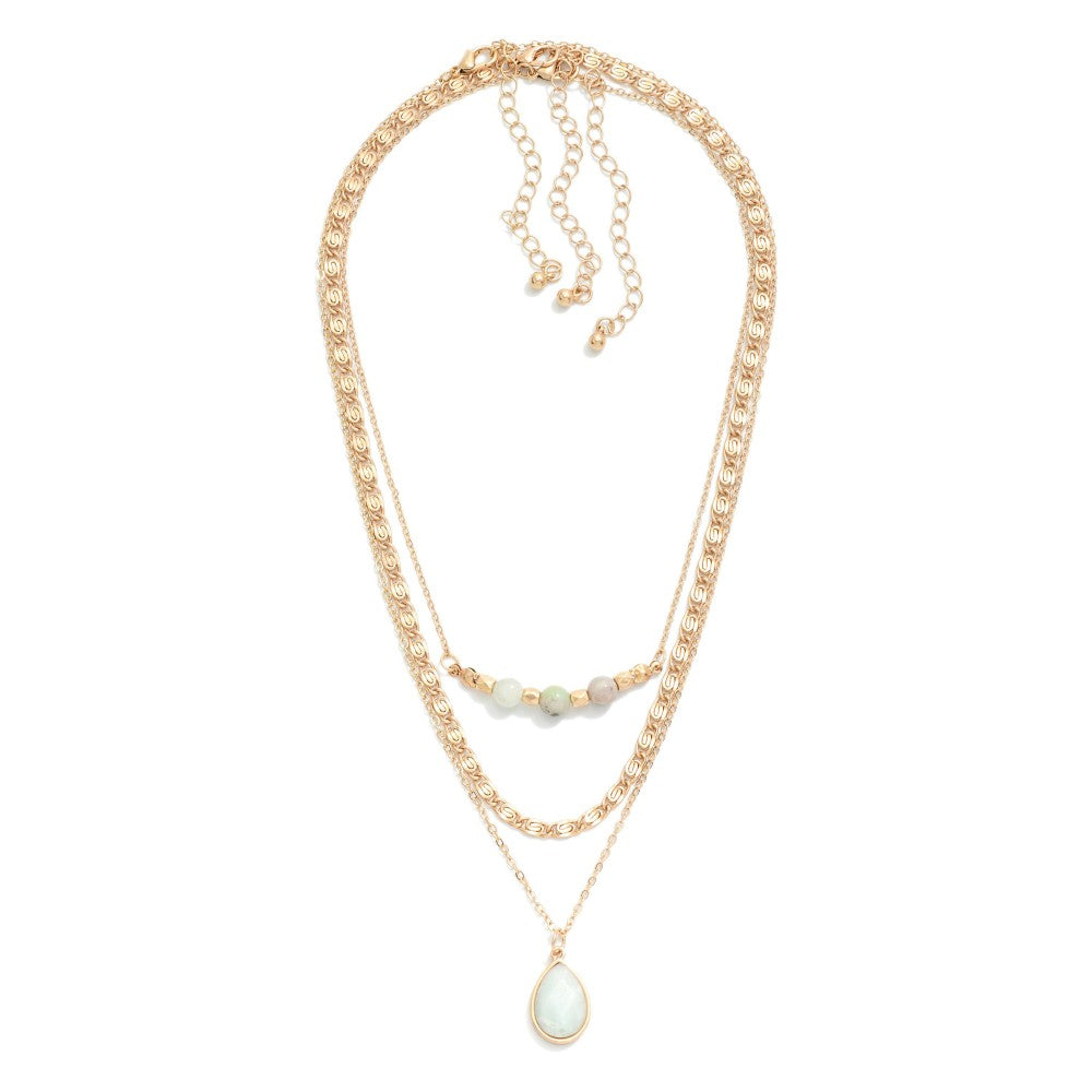 Beaded Chain Link Necklace Set with Pendant