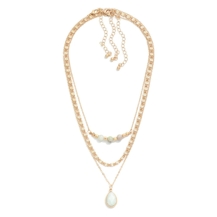 Beaded Chain Link Necklace Set with Pendant