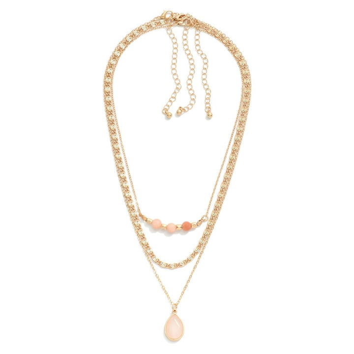 Beaded Chain Link Necklace Set with Pendant