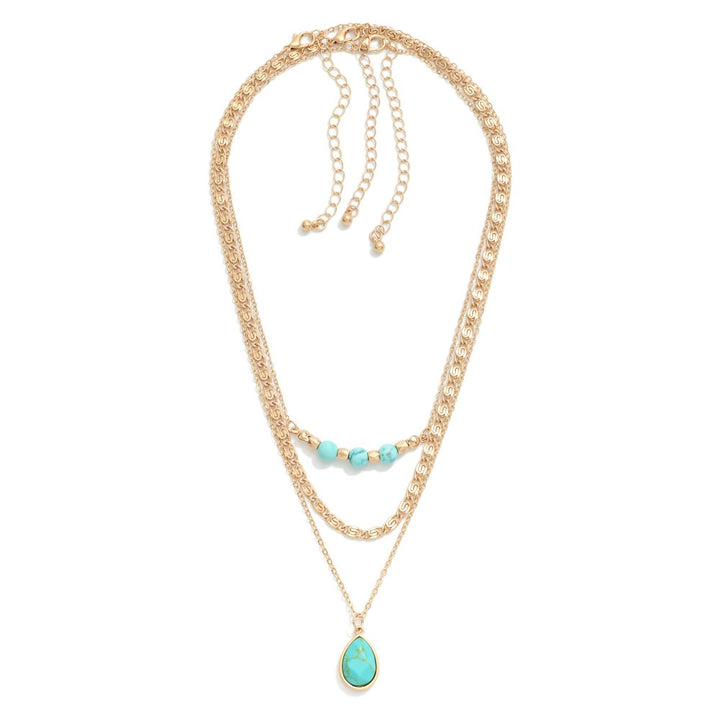 Beaded Chain Link Necklace Set with Pendant
