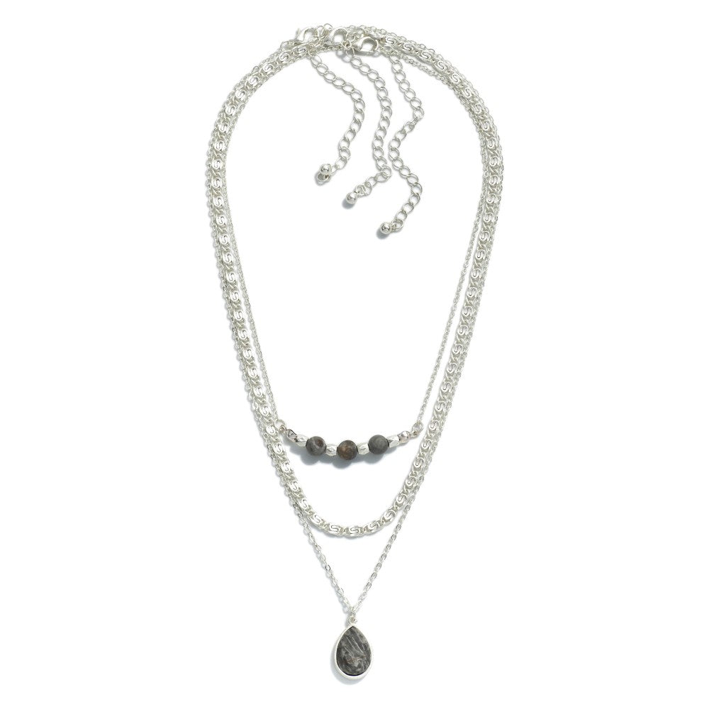 Beaded Chain Link Necklace Set with Pendant