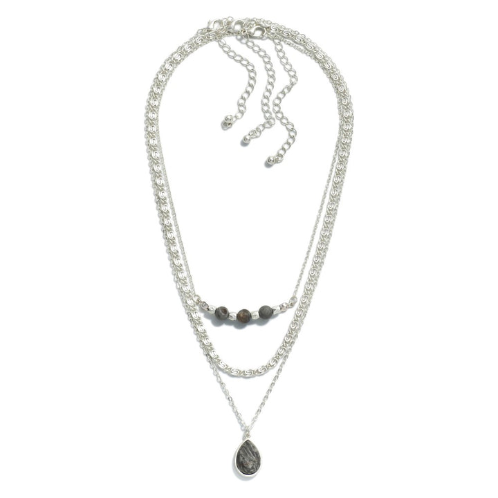 Beaded Chain Link Necklace Set with Pendant