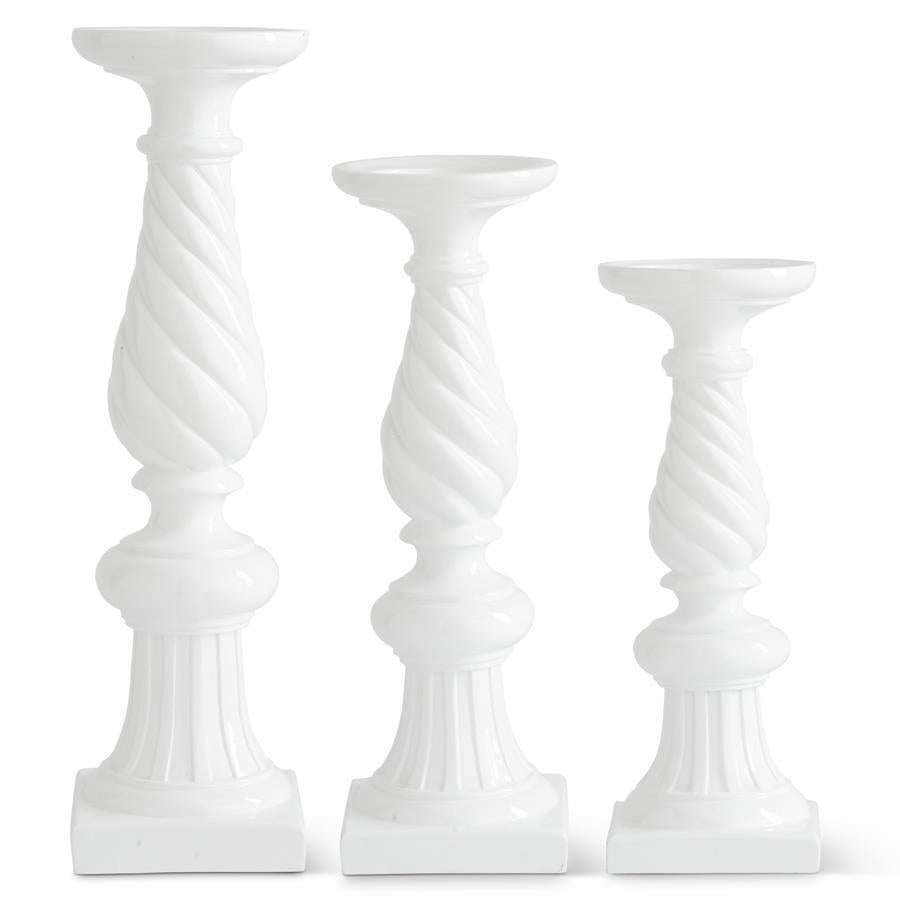 White Resin Spiral Candleholder Lg