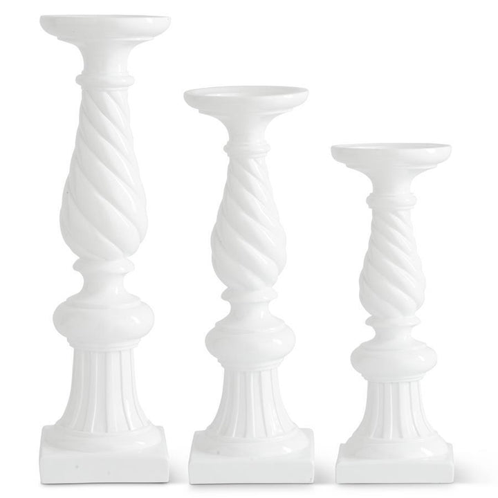 White Resin Spiral Candleholder Lg