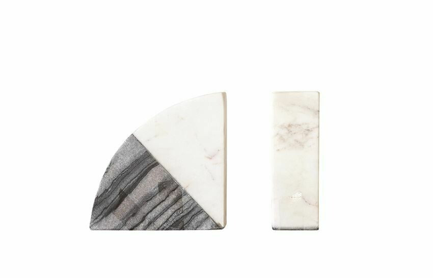 black and white marble bookend