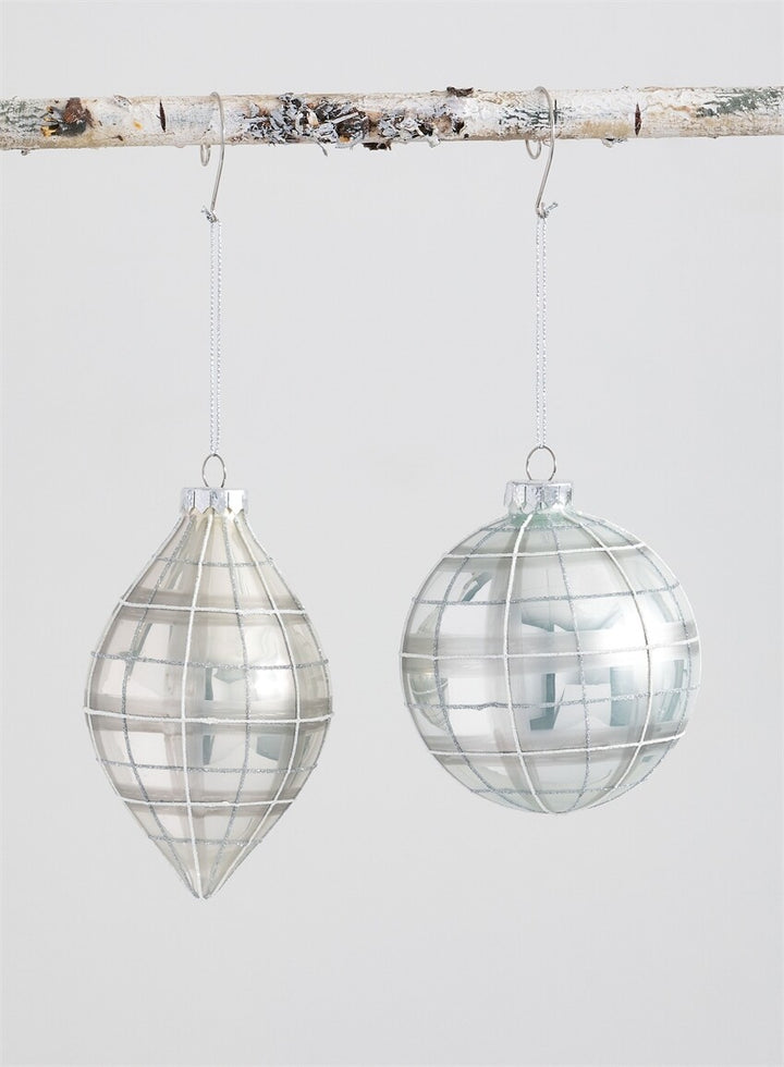 White and Grey Plaid Ornament