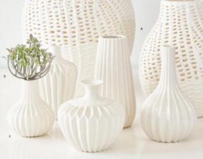 White Porcelain Accordion Vase Lg