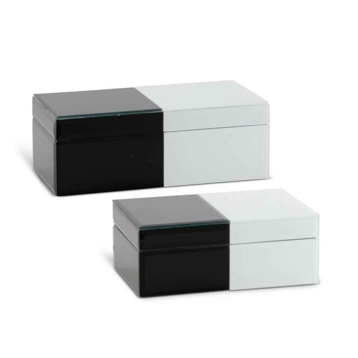 Black & White Glass Tile Jewelry Box Lg