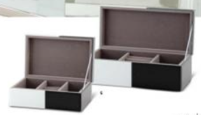 Black & White Glass Tile Jewelry Box Lg