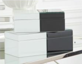 Black & White Glass Tile Jewelry Box Lg