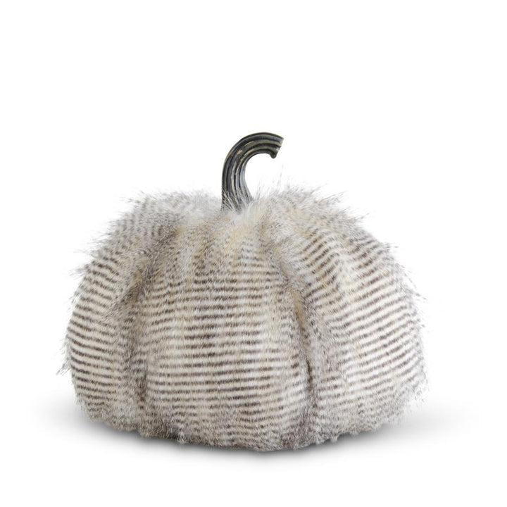 Grey Three Tone Faux Fur Pumpkin Lg