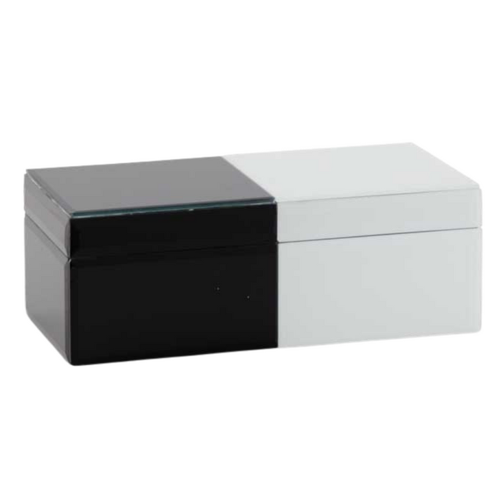 Black & White Glass Tile Jewelry Box Lg