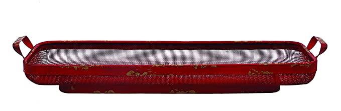 Red Distressed Metal Mesh Tray