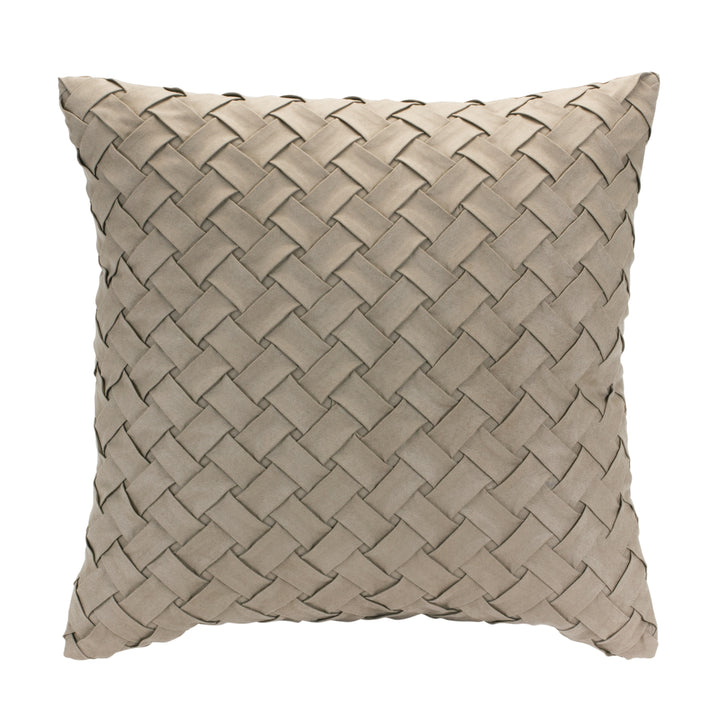 Taupe woven pillow