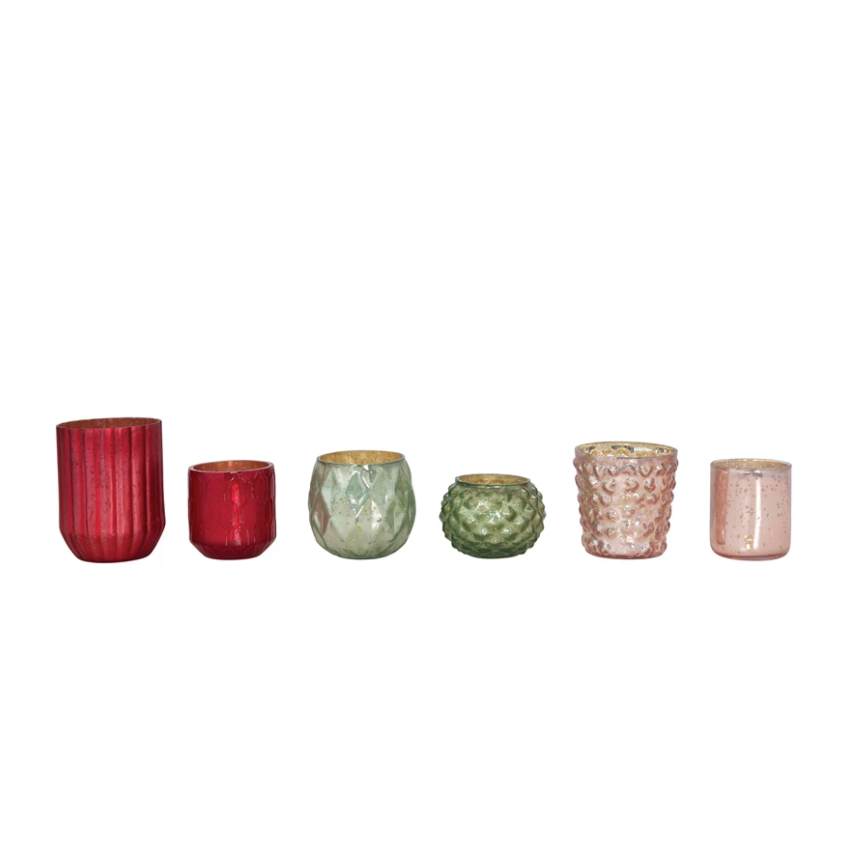 Light Green Textured Candle Votive Holder