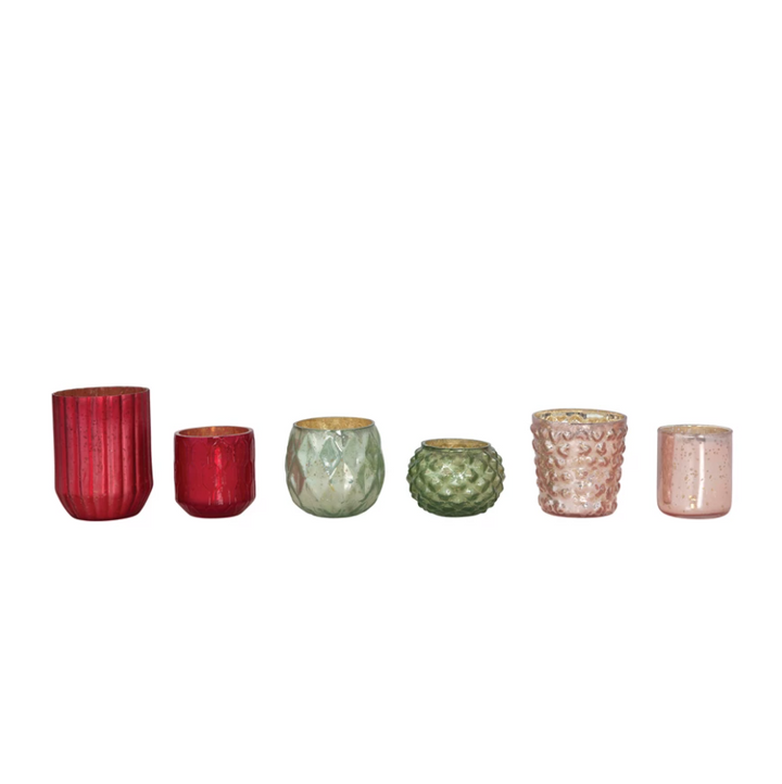 Light Green Textured Candle Votive Holder