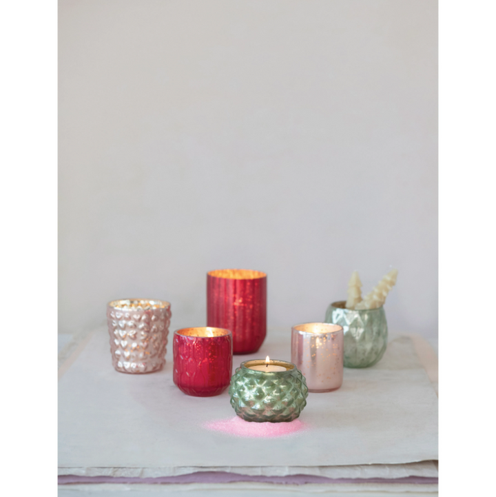 Light Green Textured Candle Votive Holder
