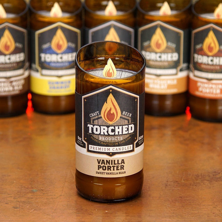 torched vanilla porter beer candle