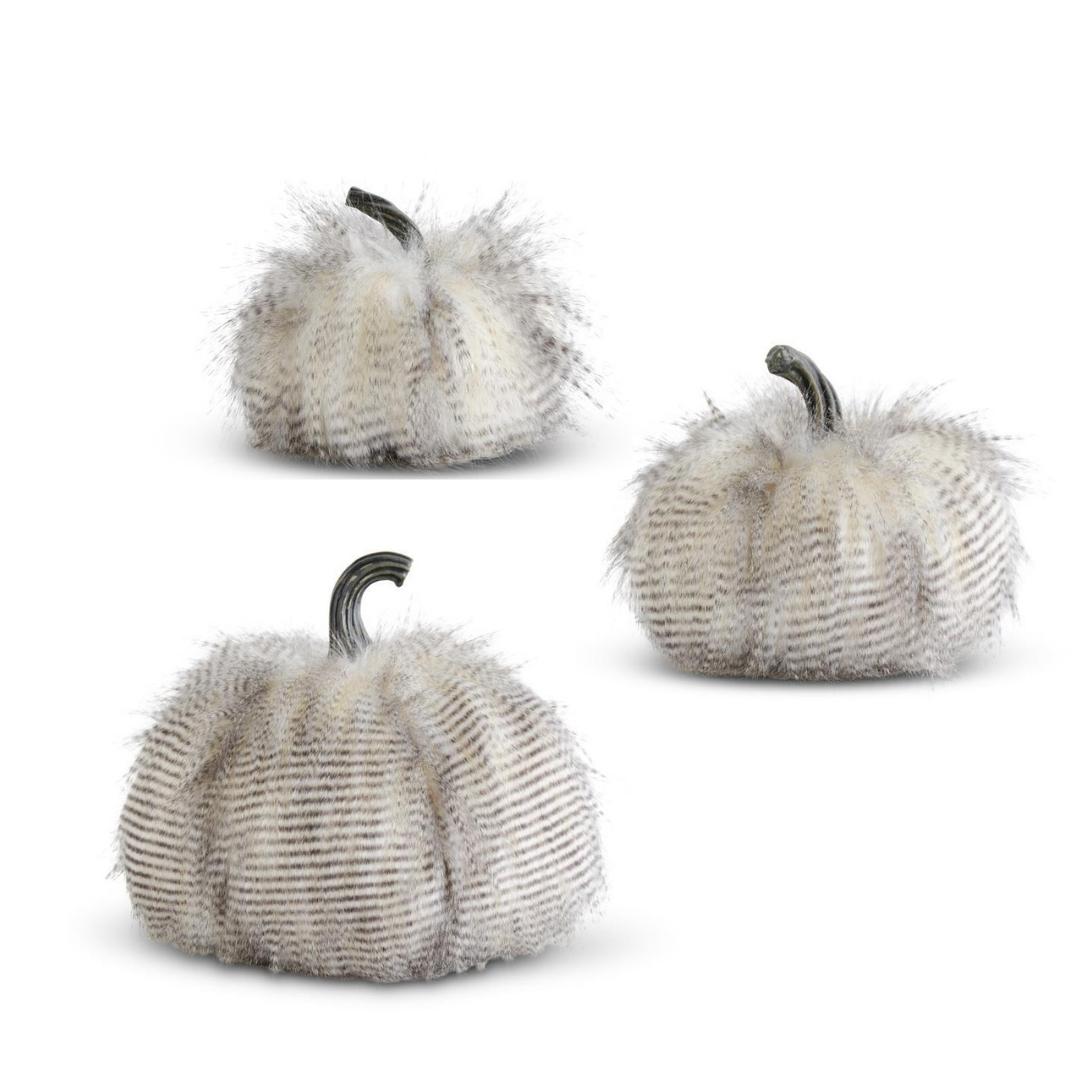 Grey Three Tone Faux Fur Pumpkin Lg