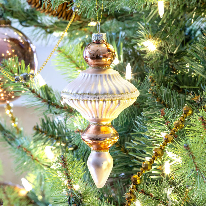 Jeweled Blush Glass Finial Ornament