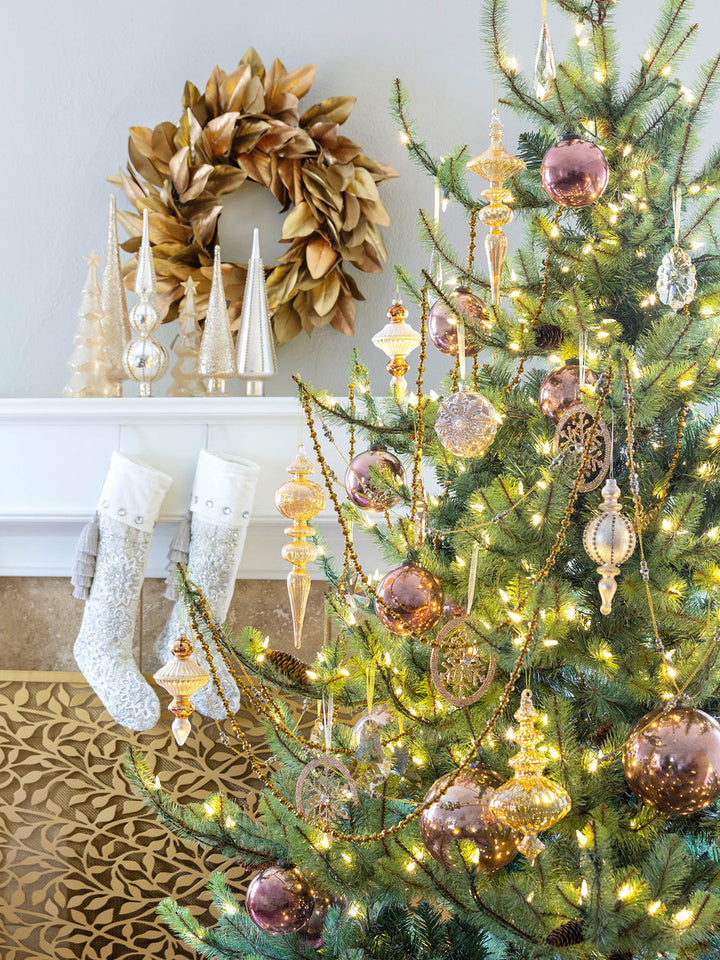 Jeweled Blush Glass Finial Ornament