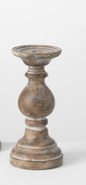 Whitewashed wood pillar candle holder small. A great finish really adds to the versatility of this candleholder. Not too dark, yet not too light, it mingles seamlessly into almost any room. Mix it up by topping with decorative orbs for a unique accessory. This vintage candleholder set is perfect for farmhouse styles.
