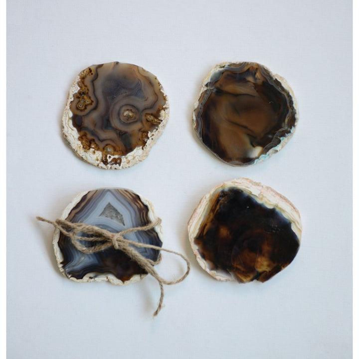 brown agate coaster set